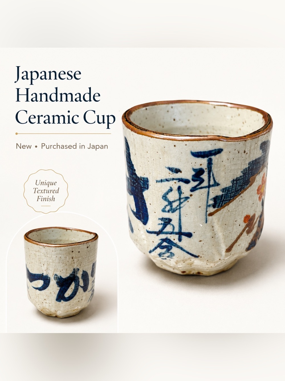 Japanese Handmade Style Ceramic Yunomi Tea Cup 4” | Wabi Sabi Pottery